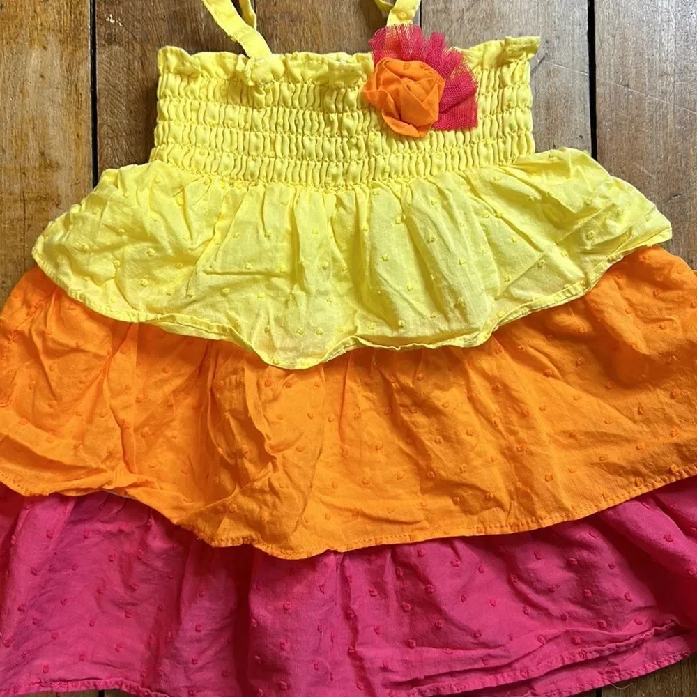 Penelope Mack dress size 6 to 9 months tiered ruffle rainbow boho cotton summer